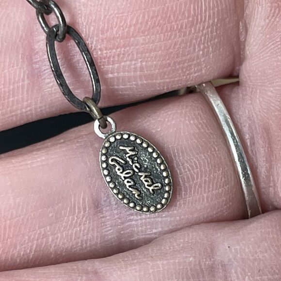 Michal Golan 3 Strand White Silver Beaded Necklace Vintage Style - Picture 6 of 6